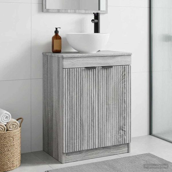 vidaXL Badezimmerschrank mit Waschbecken Grau Sonoma 54 x 35 x 83 cm, 890144