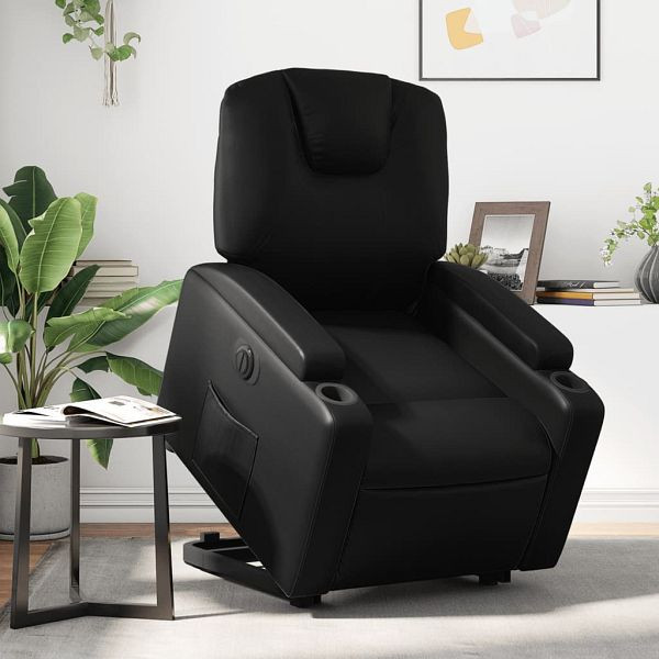 vidaXL Relaxsessel mit Aufstehhilfe Elektrisch Schwarz Kunstleder, 3204444