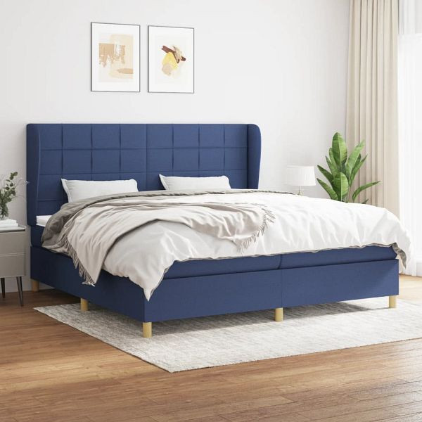 vidaXL Boxspringbett mit Matratze Blau 200x200 cm Stoff, 3128555