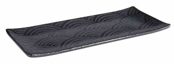APS Tablett -DARK WAVE-, 23 x 10,5 cm, Höhe: 1,5 cm, Melamin, innen: Dekor, außen: schwarz, 84905