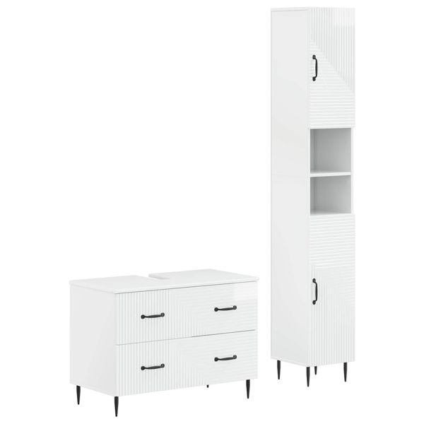 vidaXL 2-teiliges Badezimmer Schrank Set HAARLEM Hochglanz Weiß, 3417535