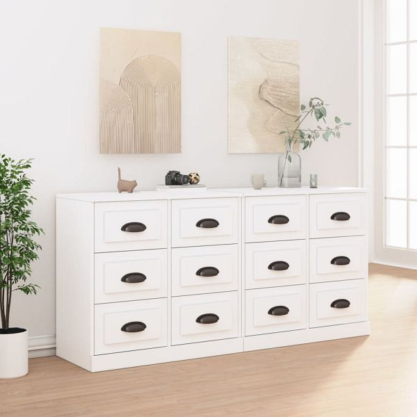 vidaXL Sideboards 2 Stück Hochglanz-Weiß Holzwerkstoff, 3185281