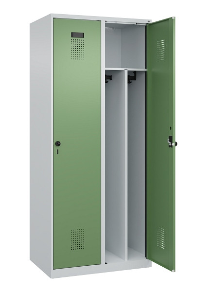 C+P Spind Evolo PLUS, 2 Abteile, 1850x800x500mm, 7035/6011, Verschluss Drehriegel, 049000-22F S10010