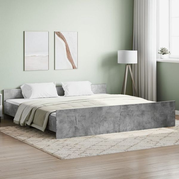 vidaXL Bettgestell mit Kopf- und Fußteil Betongrau 200x200 cm, 3203736