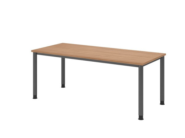 Hammerbacher Schreibtisch HS19, 180 x 80 cm, Platte: Nussbaum, 25 mm dick, 4-Fuß-Gestell in Graphit, Arbeitshöhe 68,5-81cm, VHS19/N/G