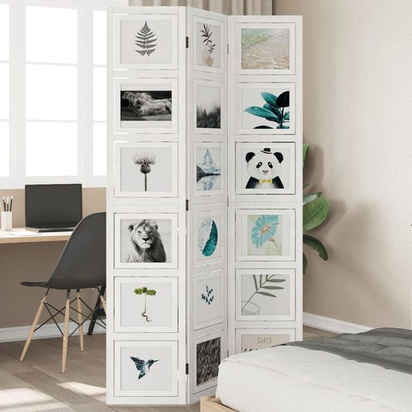 vidaXL 3-teilig Raumteiler Weiß Massivholz Paulownia, 358687