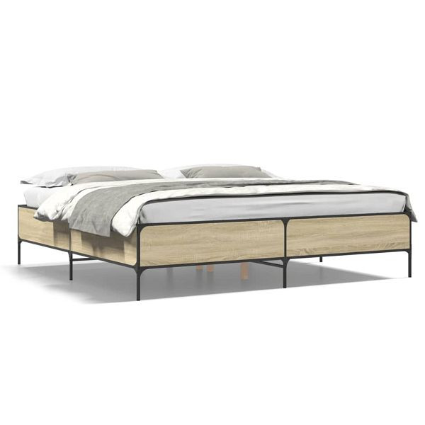 vidaXL Bettgestell Sonoma-Eiche 180x200 cm Holzwerkstoff und Metall, 3279783