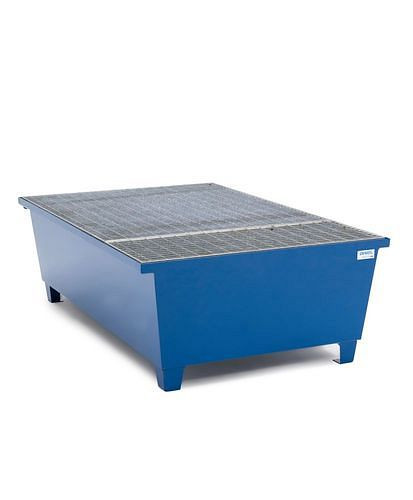 DENIOS classic-line Auffangwanne aus Stahl mit Abfüllbereich für 1 IBC à 600 Liter, lackiert, Gitterrost, 304676