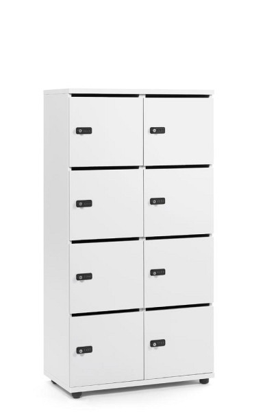 Deskin Schließfachschrank OFFICE-LINE mit 8 Fächern, Weiß, 800 x 420 x 1530 mm, mit Posteinwurf, 289993