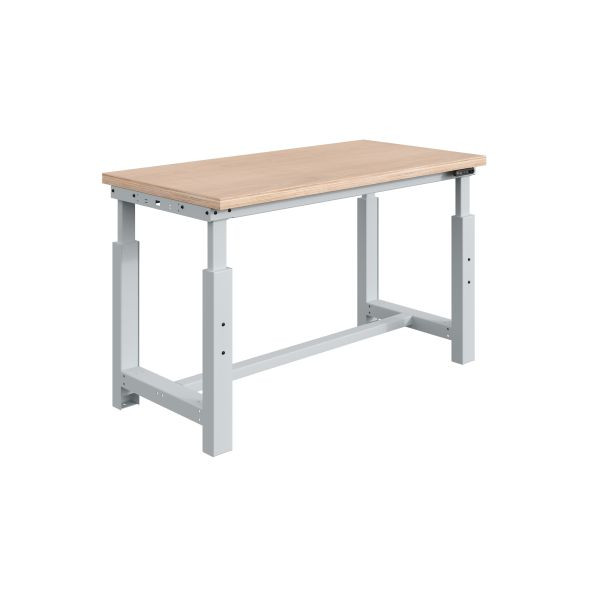 SOFAME SI Werkbank, elektrisch höhenverstellbar, B 1500 x T 750 x H 740 bis 1240 mm, Multiplex-Arbeitsplatte 40 mm, Lichtgrau RAL 7035, W010010803GC