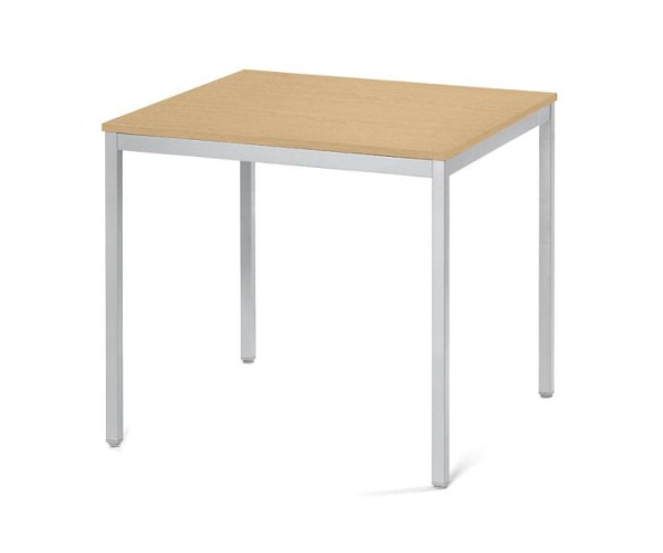 Deskin Konferenztisch MULTI MODUL, Platte Buche, Gestell Alusilber RAL 9006, B 800 x T 800 x H 728 mm, 359508