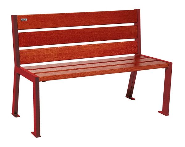 Procity Sitzbank Silaos 6 Holzlatten, 1200 mm, Ohne Armlehne, Holz & Stahl, Mahagoni/RAL 3004, 209601.3004.ACAJ