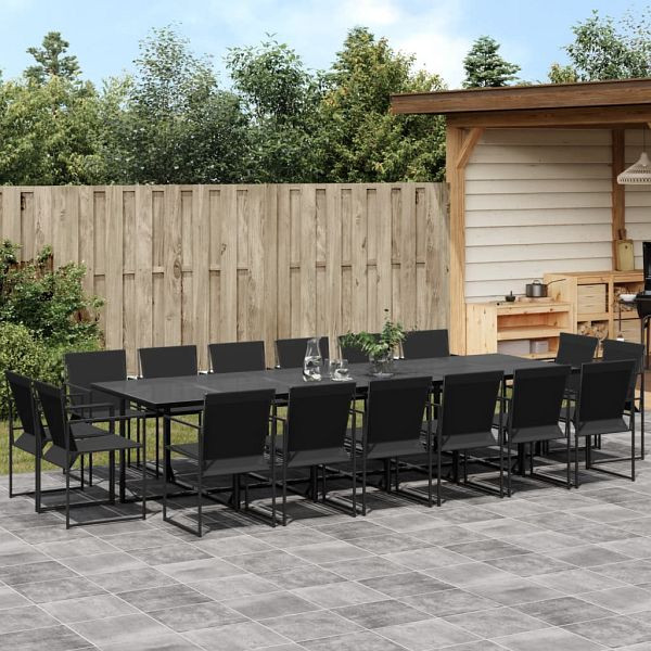 vidaXL 17-teilig Garten-Essgruppe Schwarz Textilene, 3295127