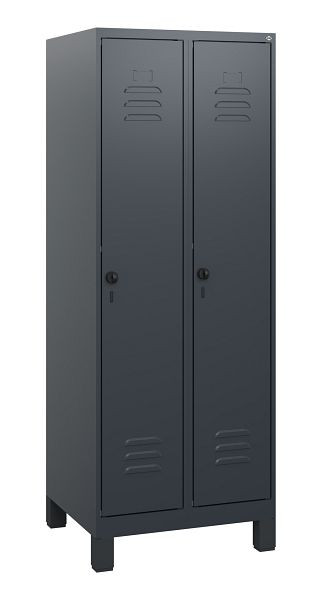 C+P Umkleidespind Classic PLUS, Füße, 2 Abteile, 1630x600x500mm, 7035/7016, Drehriegel, 0800105-20 S10008