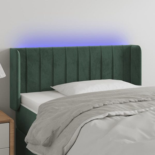vidaXL LED Kopfteil Dunkelgrün 103x16x78/88 cm Samt, 3123519