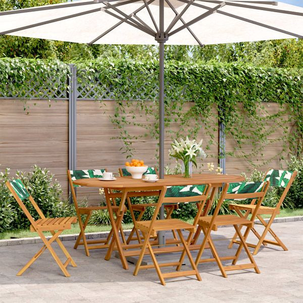 vidaXL Gartenstühle 6 Stück Klappbar Grün Stoff und Massivholz, 3214623