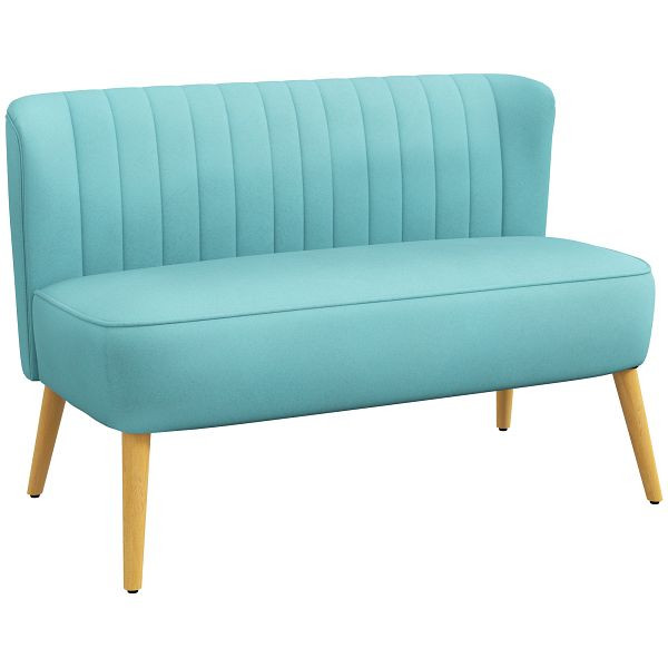 HOMCOM Sofa Retrodesign 2-Sitzer-Sofa, Holzbeine, 117 x 56,5 x 77 cm, Grün, 833-524V08GN