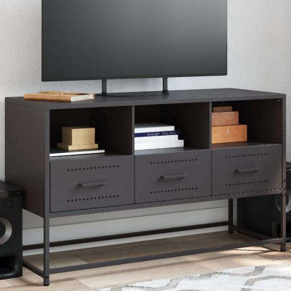 vidaXL TV-Schrank Schwarz 100,5x39x60,5 cm Stahl, 846542
