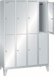 LISTA Garderobenschrank (BxTxH) 1200x500x1850mm 4x2 Fächer, glatte Tür, Farbe: Lichtgrau, Zylinderschloss, 94.516.020