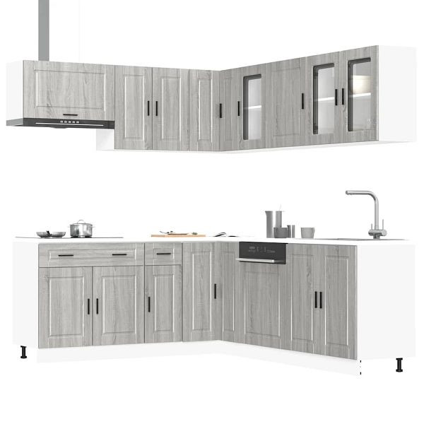 vidaXL 11-tlg. Küchenschrank-Set Porto Grau Sonoma Holzwerkstoff, 3314937