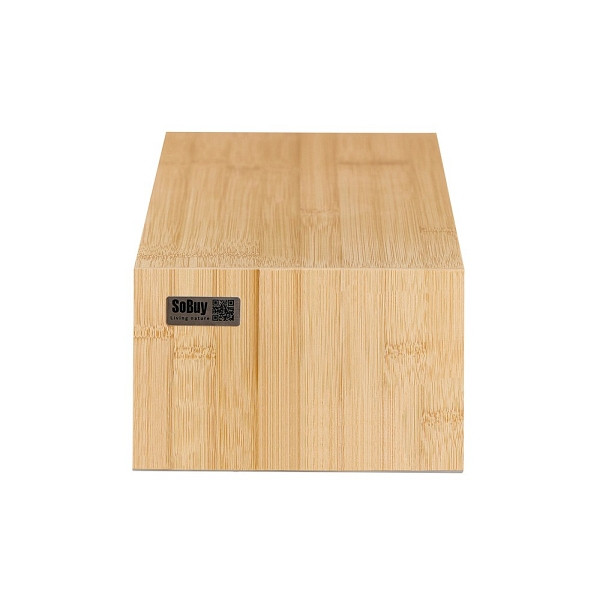 SoBuy Bildschirmerhöhung mit 2 Schubladen Holzfarbe 47x18x11cm, Rustikal, FRG198-N