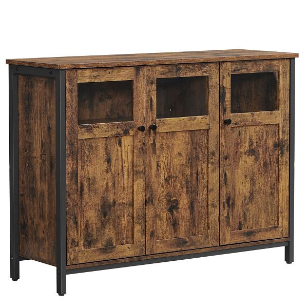 VASAGLE Lagerschrank, Rostbraun, Schwarz, 100x35x75 cm, LSC099B01