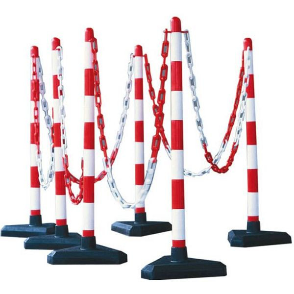 Stein HGS Kettenpfosten 6er-Set -Guarda-, Kunststoff-Fuß / betongefüllt, dreieckig / 300 mm / rot-weiß, 3,4 kg, 11650