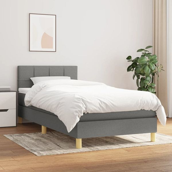 vidaXL Boxspringbett mit Matratze Dunkelgrau 80x200 cm Stoff, 3140570