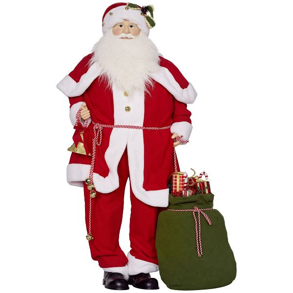 HOMCOM Weihnachtsmannfigur, beweglich, mit Geräuschsensor, Lachen & Musik, 140 cm, Rot, 830-837V00RD