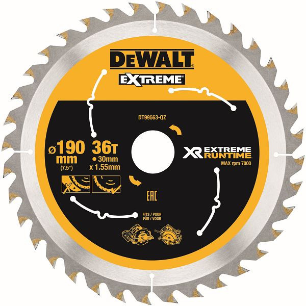 DeWalt Kreissägeblatt Handkreissäge 190/30mm 36WZ/FZ, DT99563-QZ