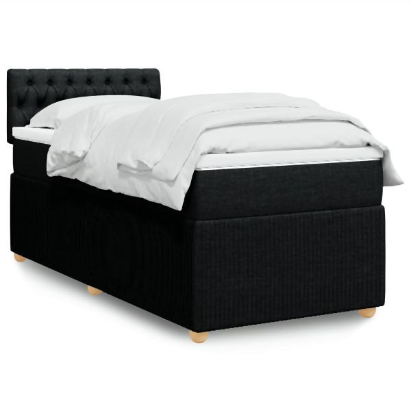 vidaXL Boxspringbett mit Matratze Schwarz 80x200 cm Stoff, 3287292