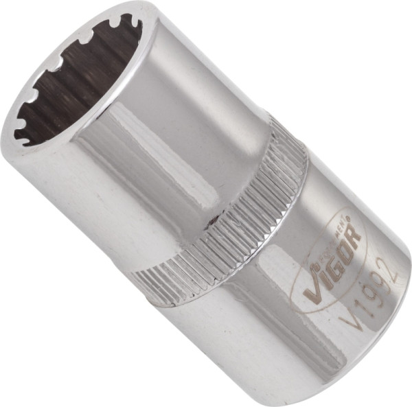 VIGOR Multiprofil Steckschlüsseleinsatz, Vierkant hohl 12,5 mm (1/2 Zoll), Multiprofil, 14 mm, V1992