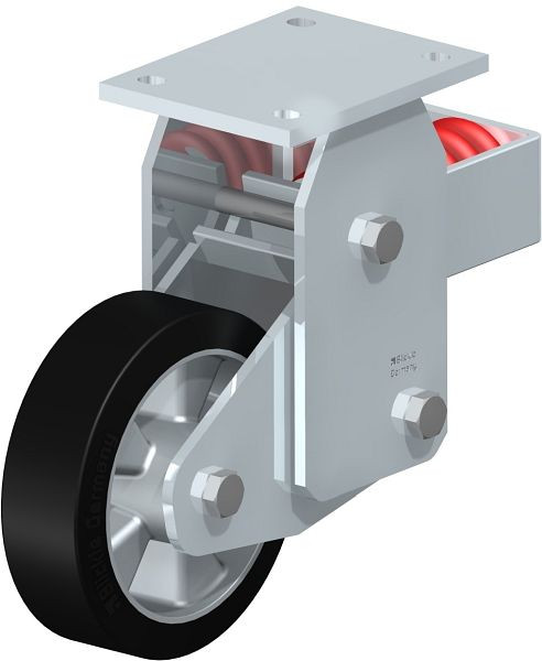 Blickle BHF-ALEV 160K Stahlblech-Bockrolle, Schwerlast-Ausführung, mit Stahlfeder, Elastik-Vollgummi, Schwarz, 506832