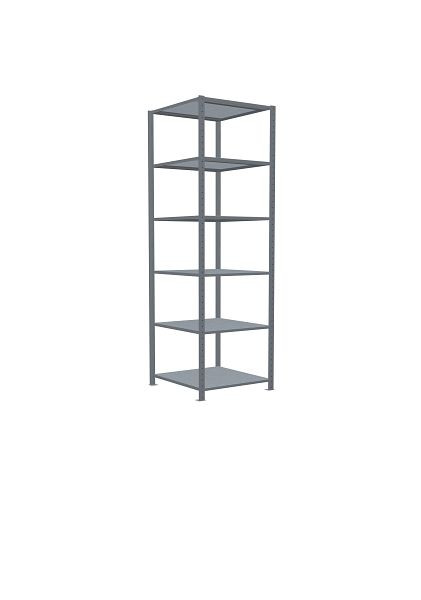 Schulte Grundregal, Steckregal MULTIplus250, 2500 x 750 x 800 mm, 6 Fachböden, Kreuzstrebe, verzinkt, 12981-75
