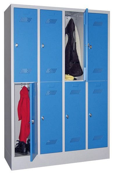 Pavoy Kleider-Schließfachschrank mit Sockel 1850/500/1200, 4b x 2h, Zylinderschloss, Abteilbreite 300, 60260-423-431-910735