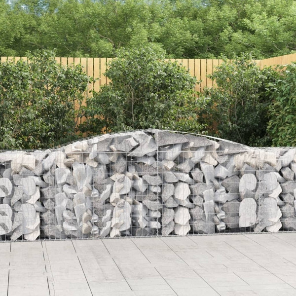 vidaXL Gabione mit Hochbogen 400x50x80/100 cm Verzinktes Eisen, 153534