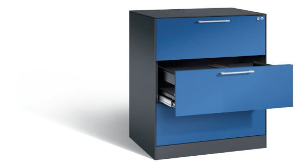 C+P Hängeregistraturschrank Asisto, H1010xB800xT600mm, Farbe: Schwarzgrau / Enzianblau, Bügelgriff, 146243-312 S10035