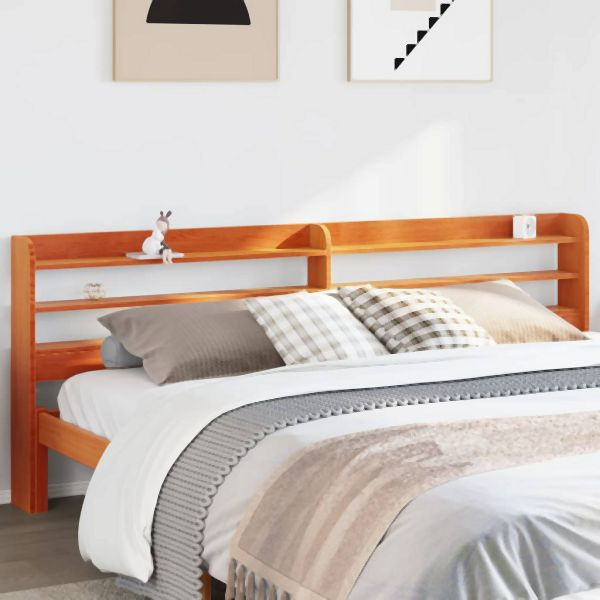 vidaXL Kopfteil mit Ablagen Wachsbraun 200 cm Massivholz Kiefer, 850940