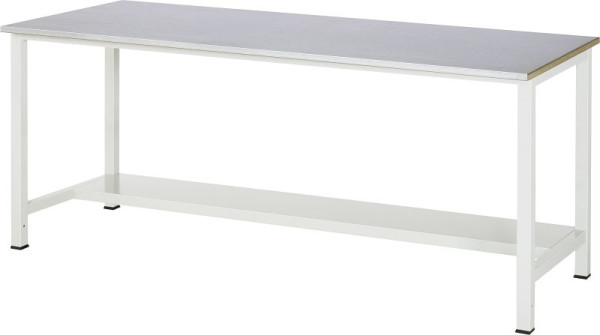 RAU Werktisch Serie 900, B2000 x T800 x H825mm, Arbeitsplatte mit Edelstahlblechbelag, Stärke 25mm, mit Ablageboden unten, Tiefe 320mm, 03-900-3-ES25-20.12