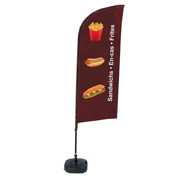 Showdown Displays Beachflag Alu Wind Komplett-Set Snacks Französisch, BFAW310-WT21-I504