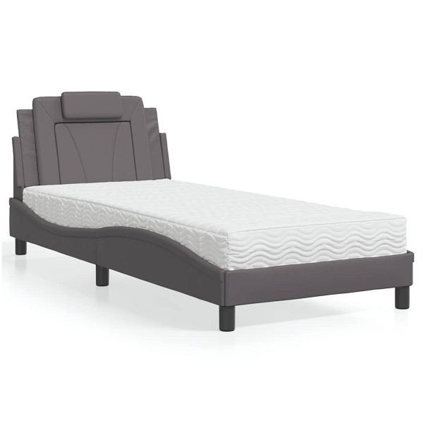 vidaXL Bett mit Matratze Grau 80x200 cm Kunstleder, 3208757