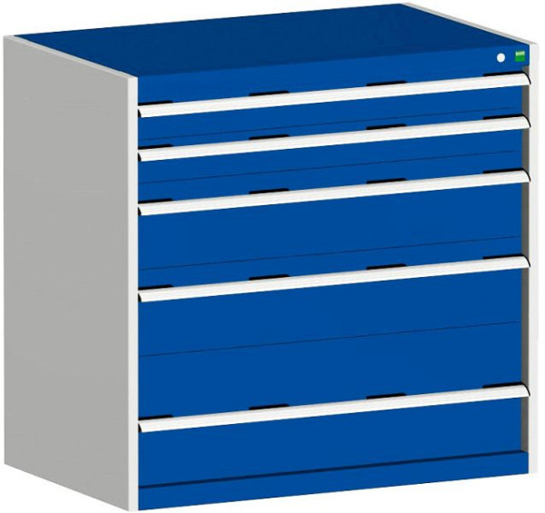bott cubio Schubladenschrank bestückt mit 5 Schwerlastschubladen BxTxH: 1050 x 650 x 1000 mm, RAL 7035/5010, 40021026.11V