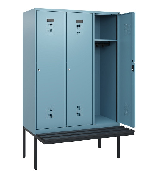 C+P Spind Evolo PLUS, 3 Abteile, 1950x1200x815mm, 0010/0010, Zylinderschloss, Material Sitzfläche Kunststoff, 0490405-32 S10102