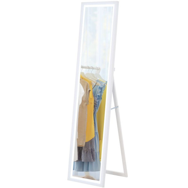 HOMCOM Ganzkörperspiegel, 40x160 cm, LED-Beleuchtung, Touch-Steuerung, dimmbar, 3 Farben, 831-888V90WT