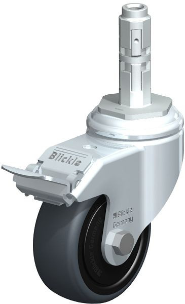 Blickle LKRA-TPA 80K-11-FI-ELS-FK-E12 Apparate-Lenkrolle mit Expander & Feststeller, Thermoplastisches Gummi-Elastomer, Grau, 750752