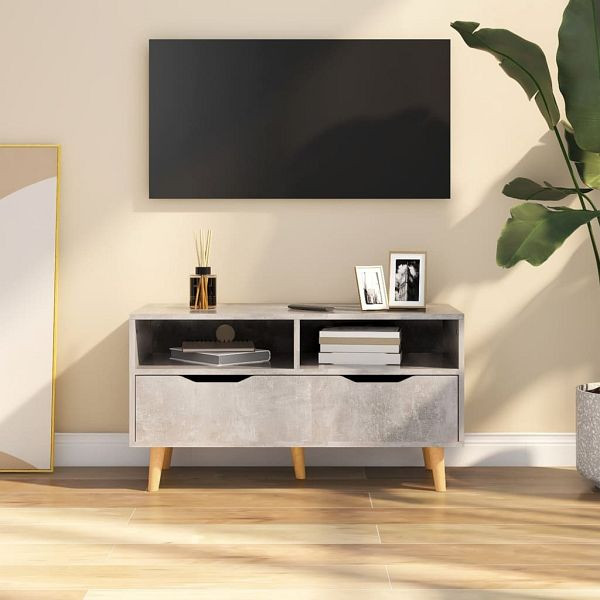 vidaXL TV-Schrank Betongrau 90x40x48,5 cm Holzwerkstoff, 326781