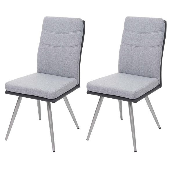 Mendler 2er-Set Esszimmerstuhl HWC-G54, Küchenstuhl Stuhl, Textil/Kunstleder Edelstahl gebürstet, grau, 71705