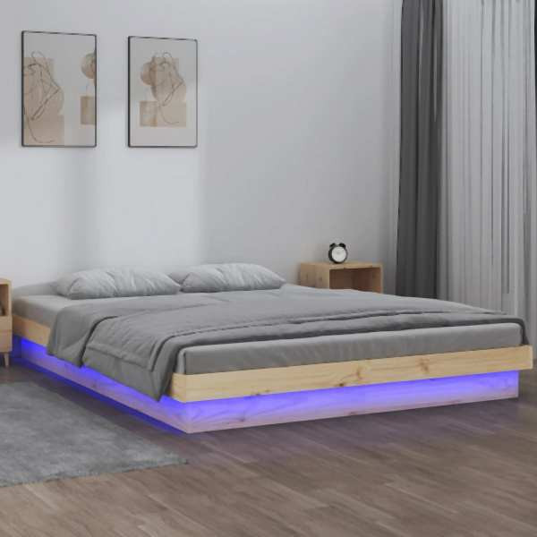 vidaXL Massivholzbett mit LEDs 120x190 cm, 820007, 8720287071952