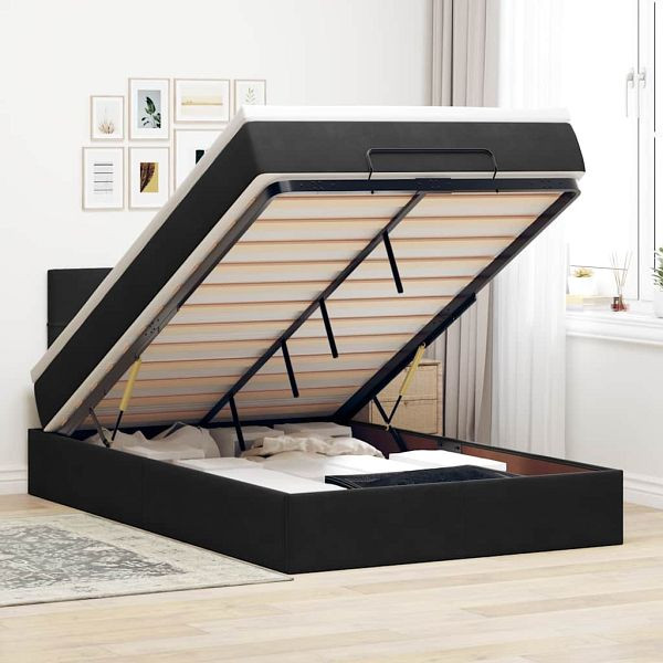 vidaXL Ottomane Bett mit Matratze & LEDs Schwarz 120x190 cm Samt, 3312610