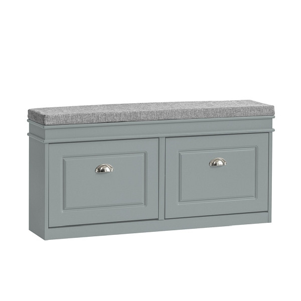 SoBuy Schuhbank mit 2 Türen Hellgrau 104x24x51 cm, Funktional, FSR64-HG
